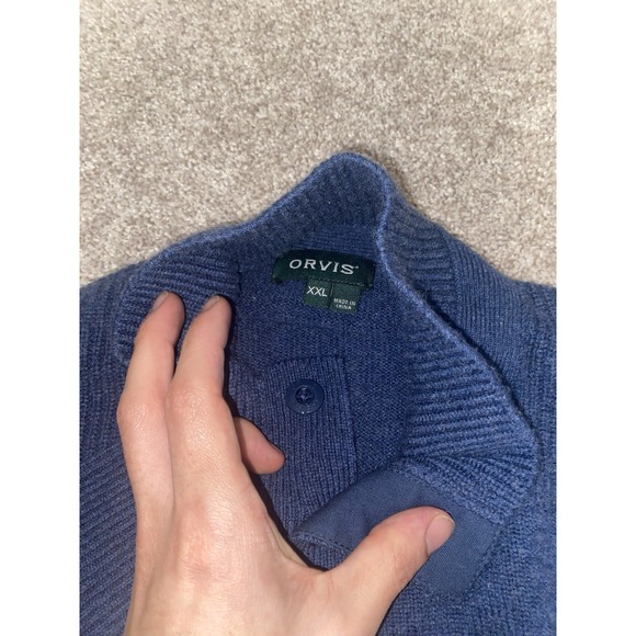 Orvis Charles F Orvis Signature Sweater XXL Wool Cashmere Blend Turtle Neck Blue - Picture 3 of 10